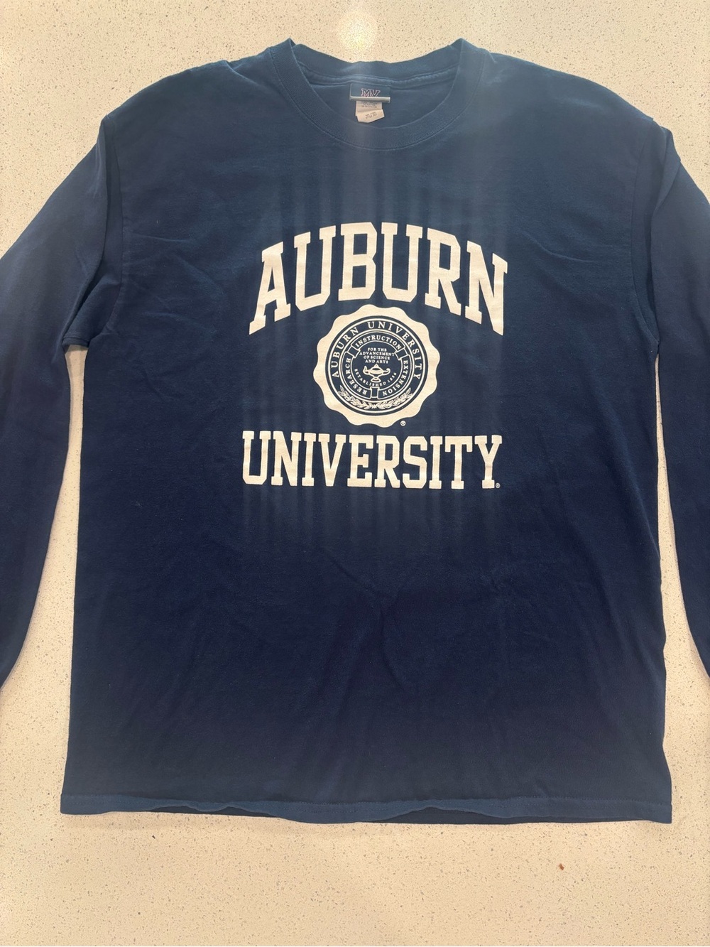 MV Sport Men’s Auburn University Navy Long SleeveLogo Tee Large